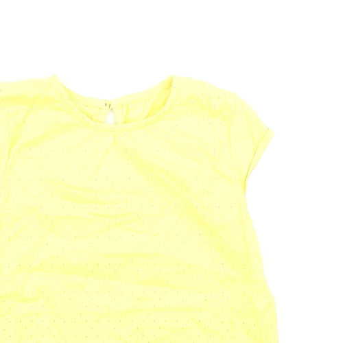 M&S Girls Yellow Floral  Basic T-Shirt Size 2-3 Years
