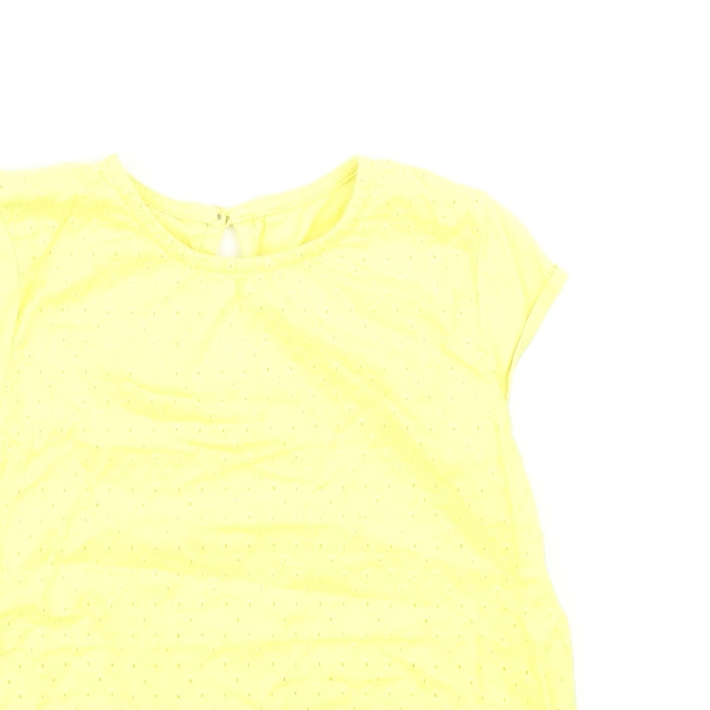 M&S Girls Yellow Floral  Basic T-Shirt Size 2-3 Years