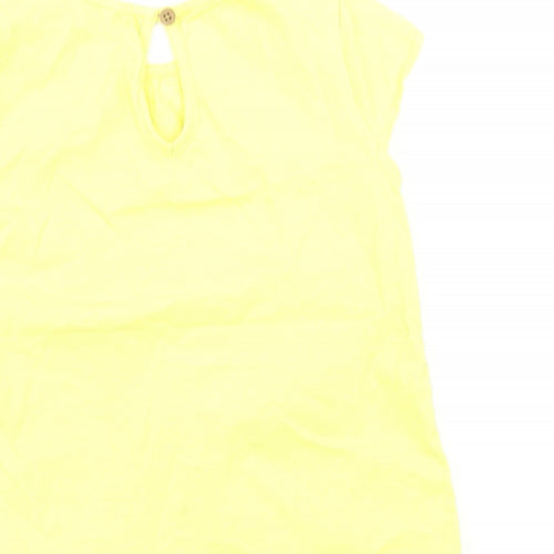 M&S Girls Yellow Floral  Basic T-Shirt Size 2-3 Years