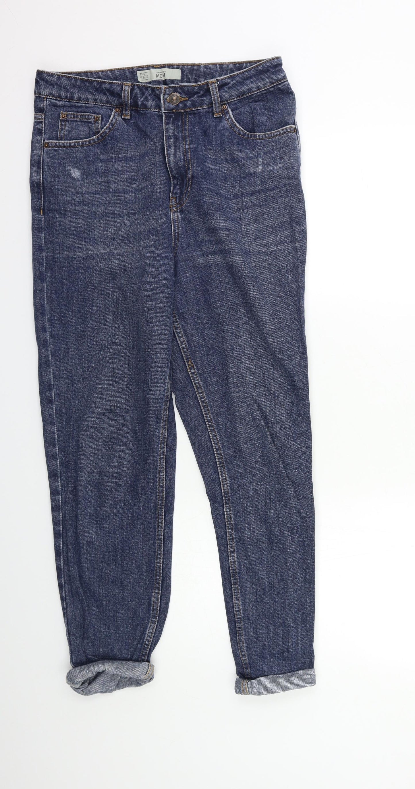 Topshop Womens Blue  Denim Mom Jeans Size 30 in L32 in