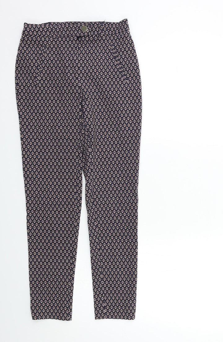 F&F Womens Blue Geometric Trousers Size 6 L25 in