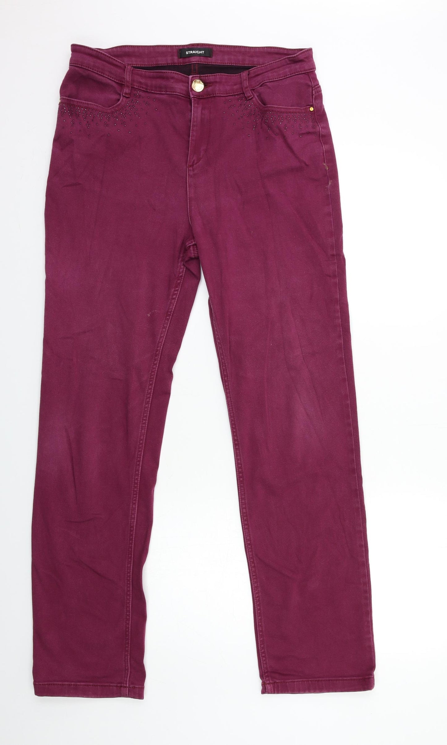 Marks and Spencer Womens Pink  Denim Straight Jeans Size 14 L31 in