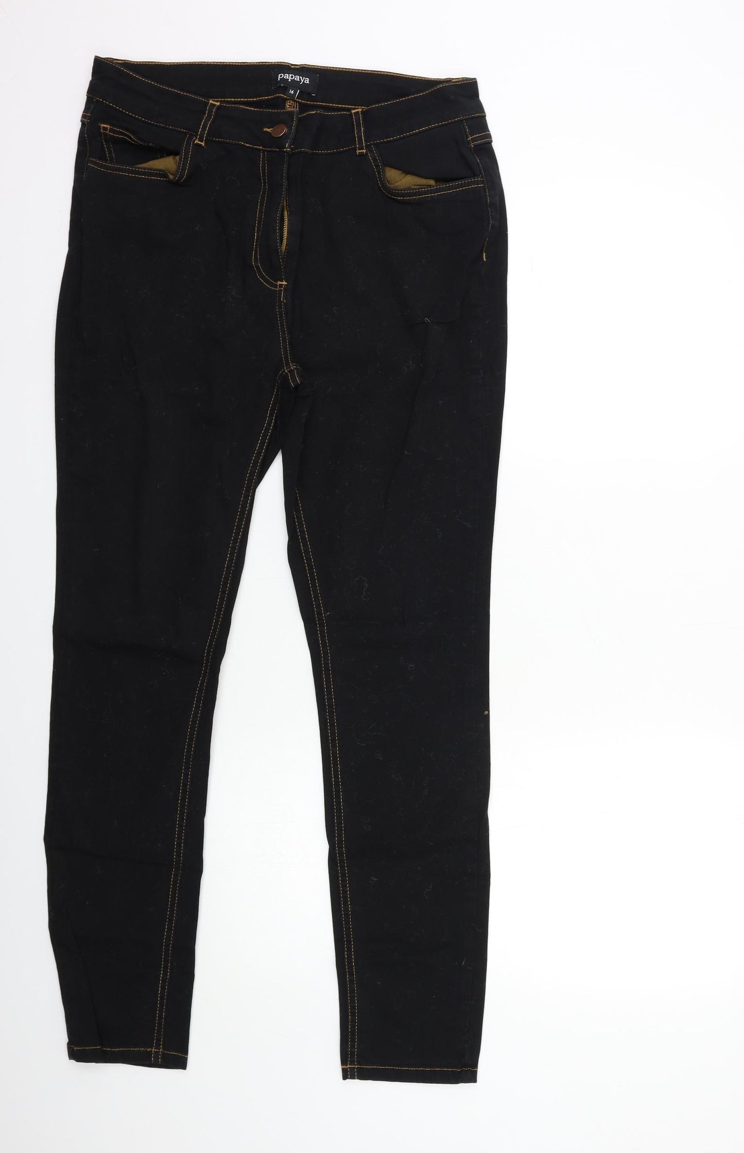 Papaya Womens Black  Denim Skinny Jeans Size 16 L30 in