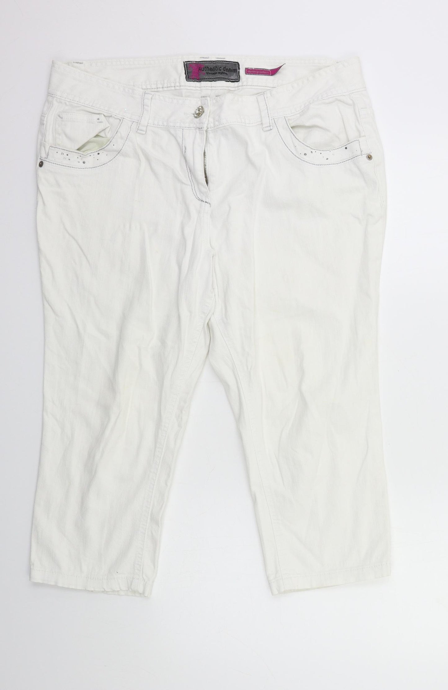 authentic denim Womens White  Denim Cropped Jeans Size 18 L21 in