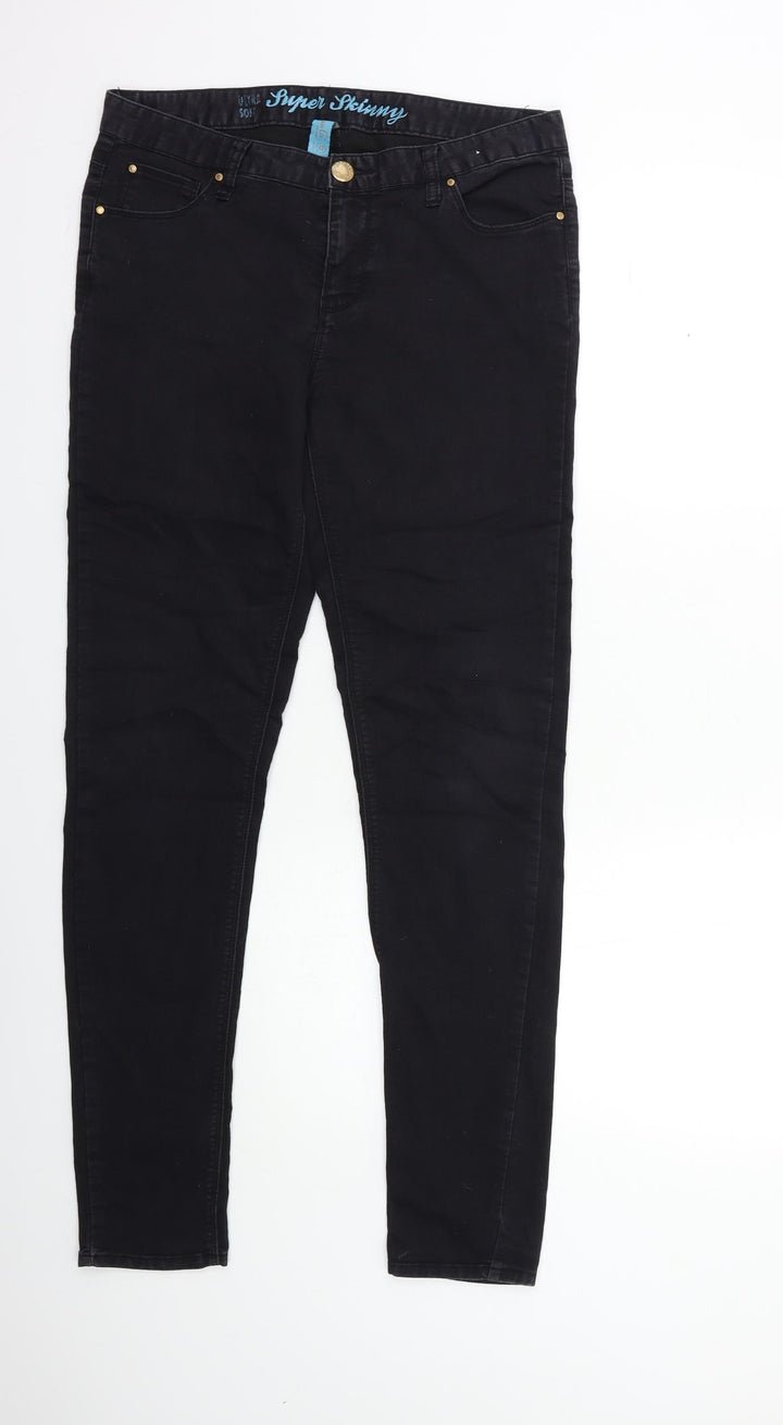 Denim & Co. Womens Black Denim Skinny Jeans Size 12 L31 in