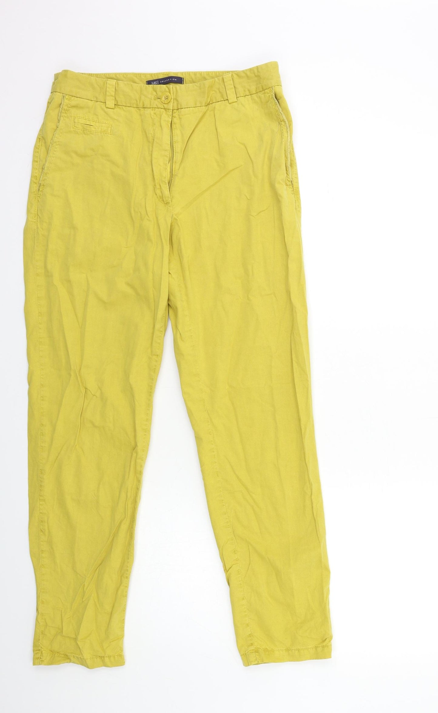 NEXT Womens Yellow   Chino Trousers Size 10 L28 in