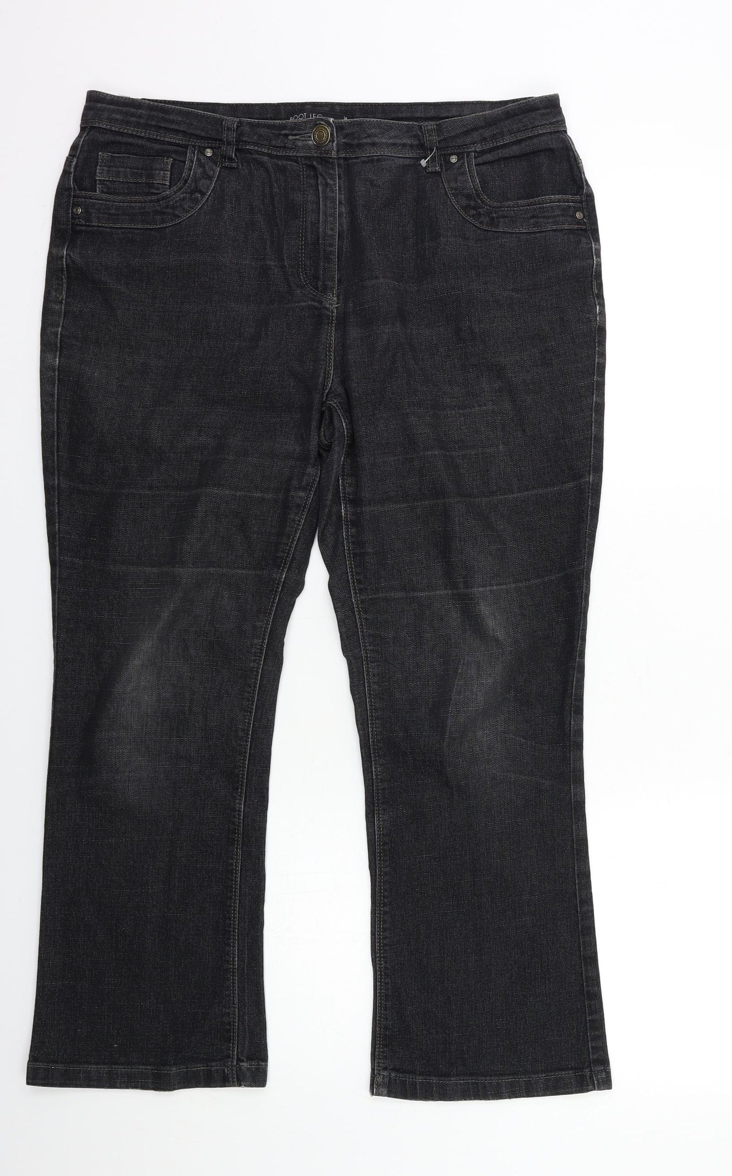 Preworn Womens Black  Denim Bootcut Jeans Size 14 L26 in