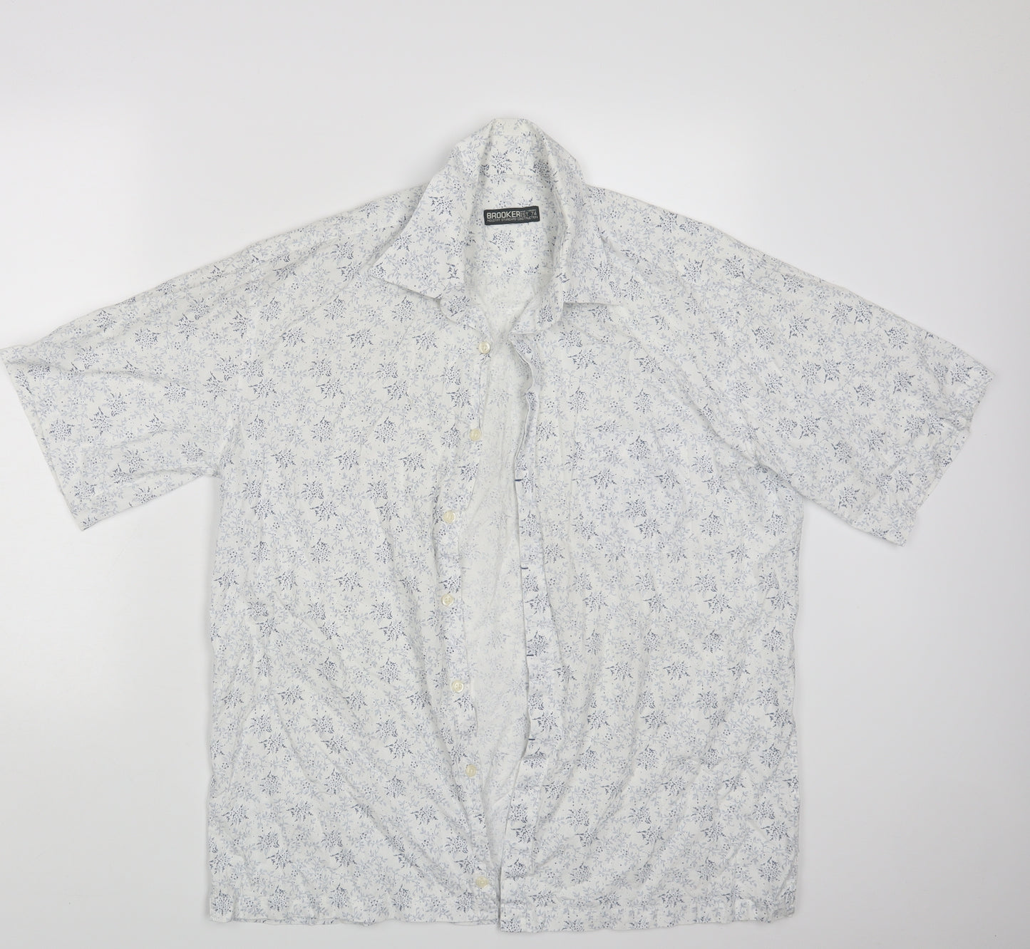 Brooker Mens White Paisley   Button-Up Size L