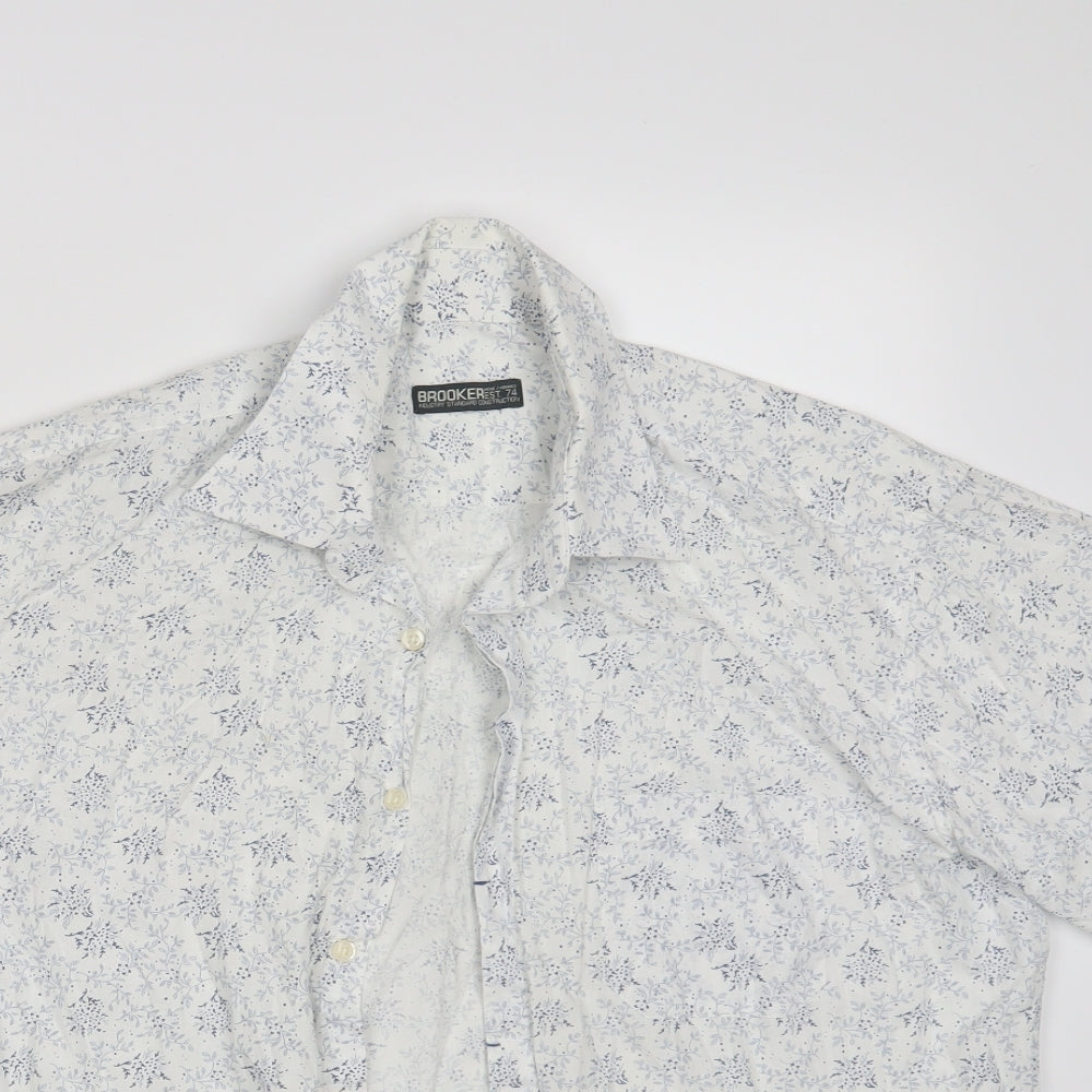 Brooker Mens White Paisley   Button-Up Size L