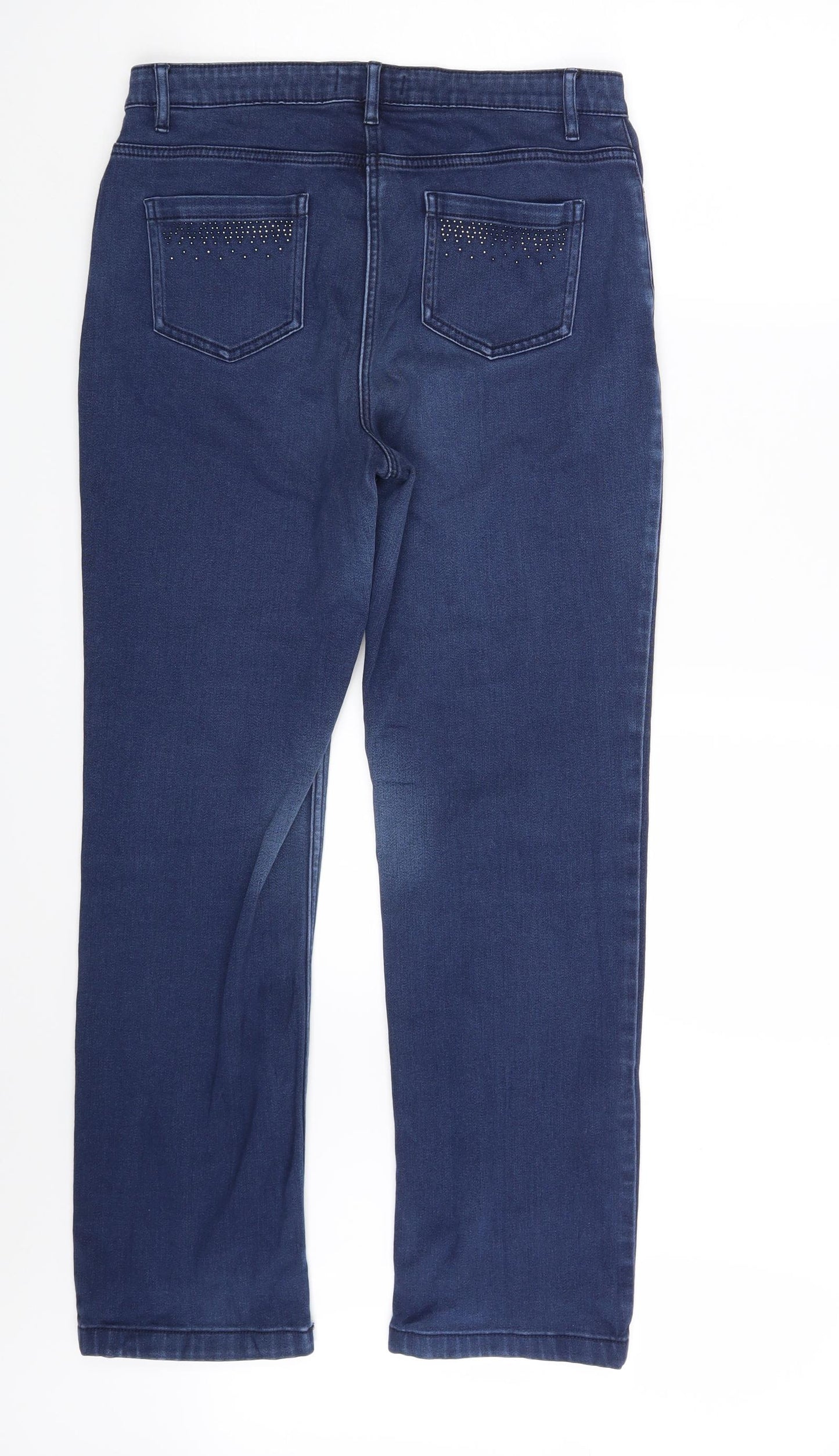 M&S Womens Blue  Denim Straight Jeans Size 14 L29 in