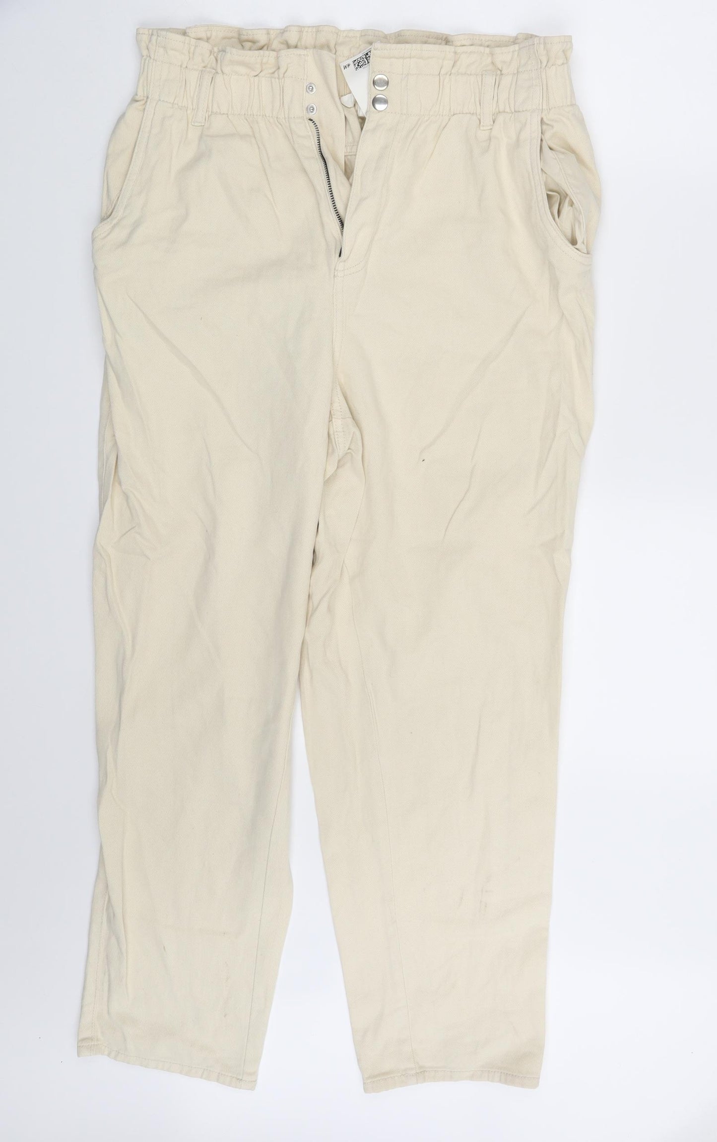H&M Womens Ivory  Denim Straight Jeans Size 16 L27 in