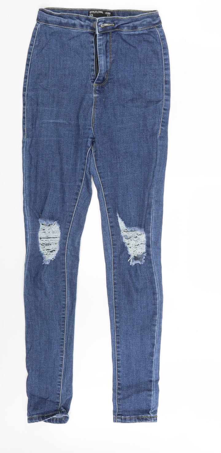 PRETTYLITTLETHING Womens Blue Denim Jegging Leggings Size 6 L27 in
