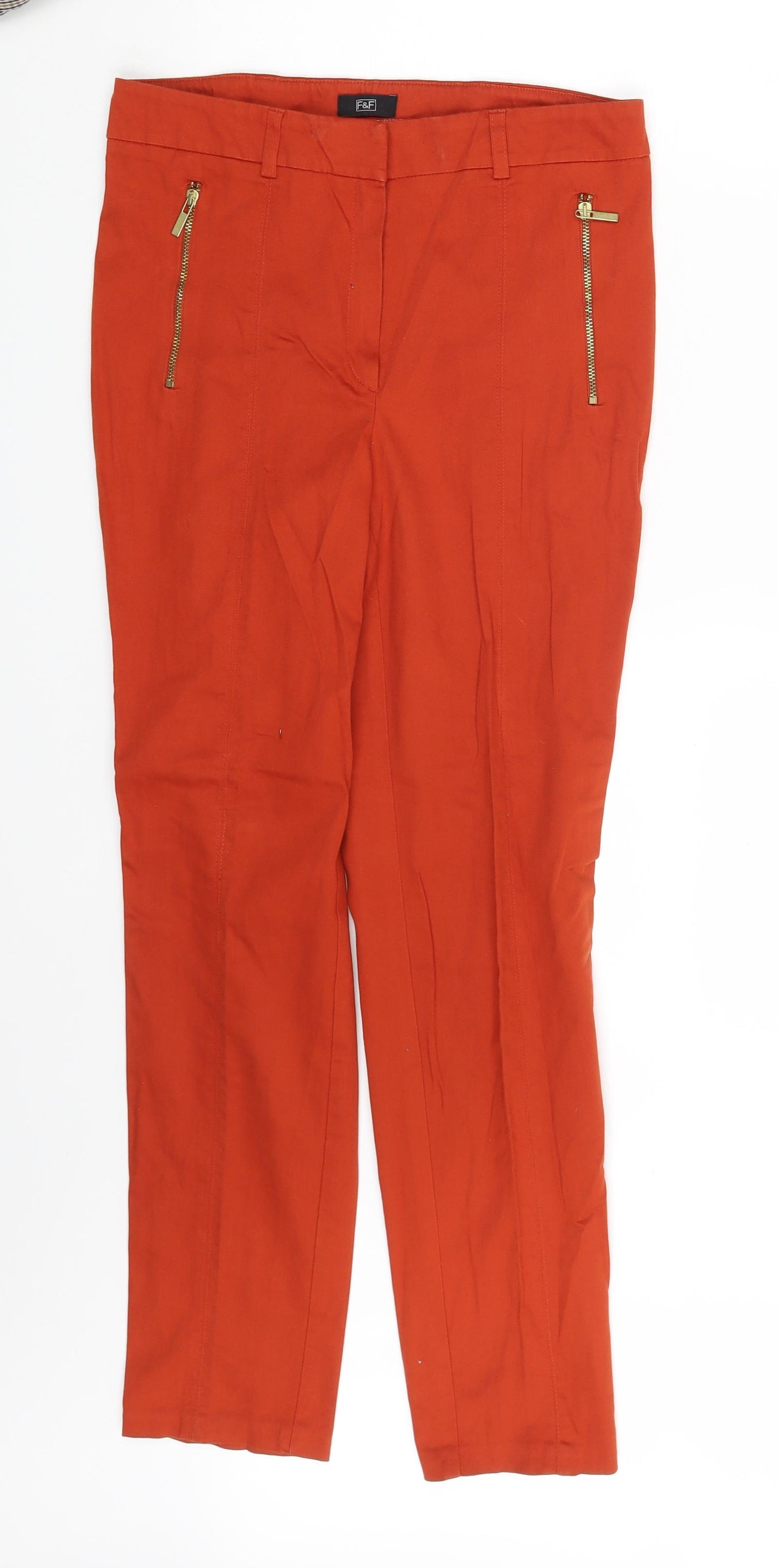 F&F Womens Orange  Denim Chino Trousers Size 6 L27 in