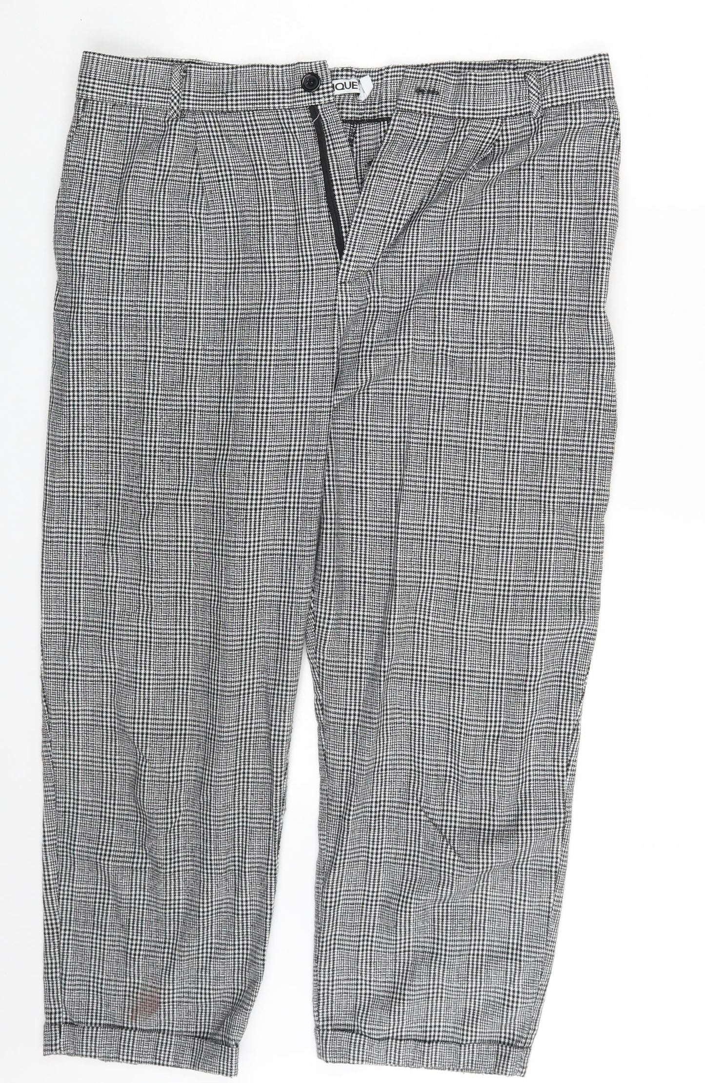 Unique 21  Womens Grey Check  Capri Trousers Size 14 L22 in