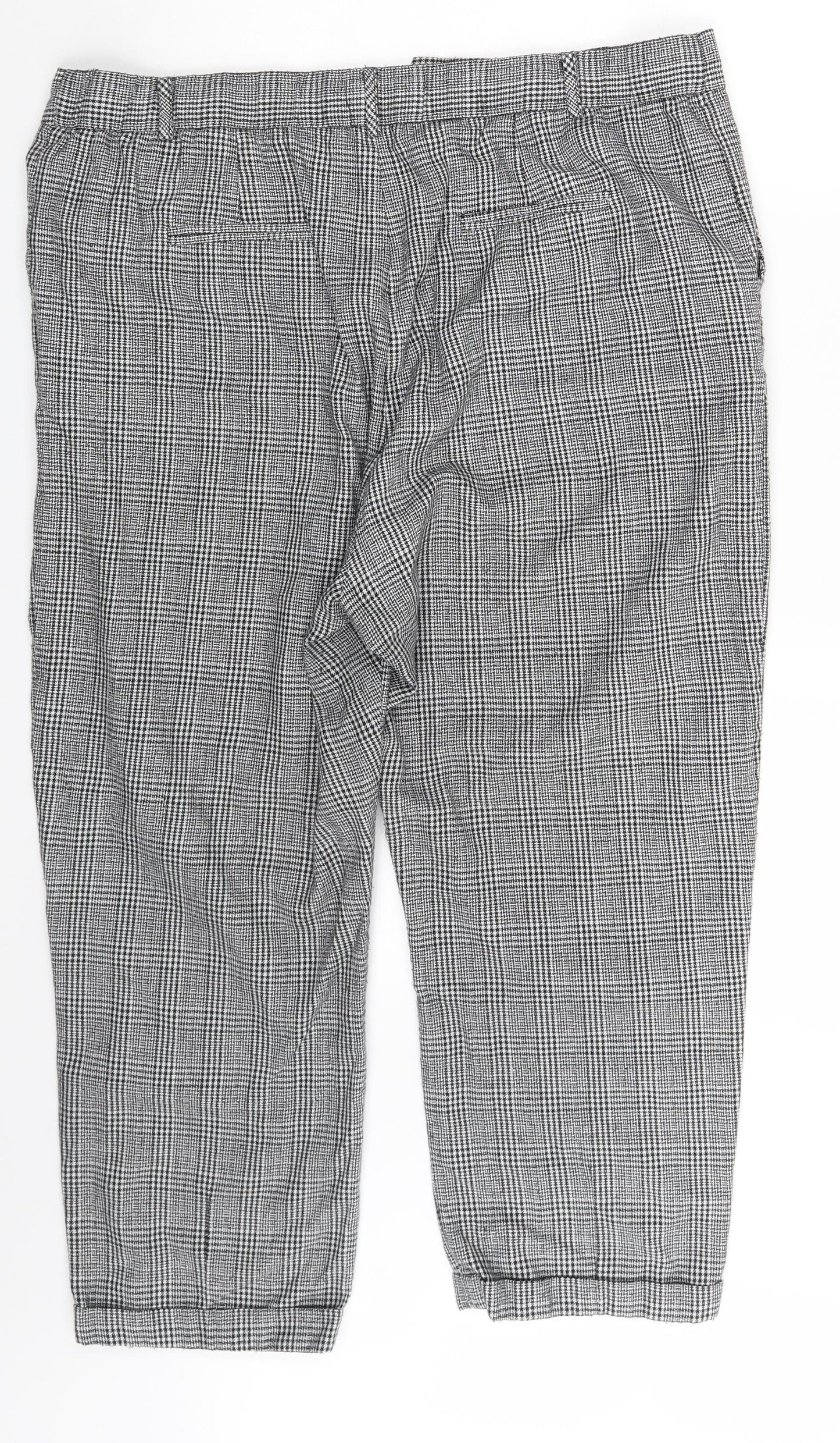Unique 21  Womens Grey Check  Capri Trousers Size 14 L22 in