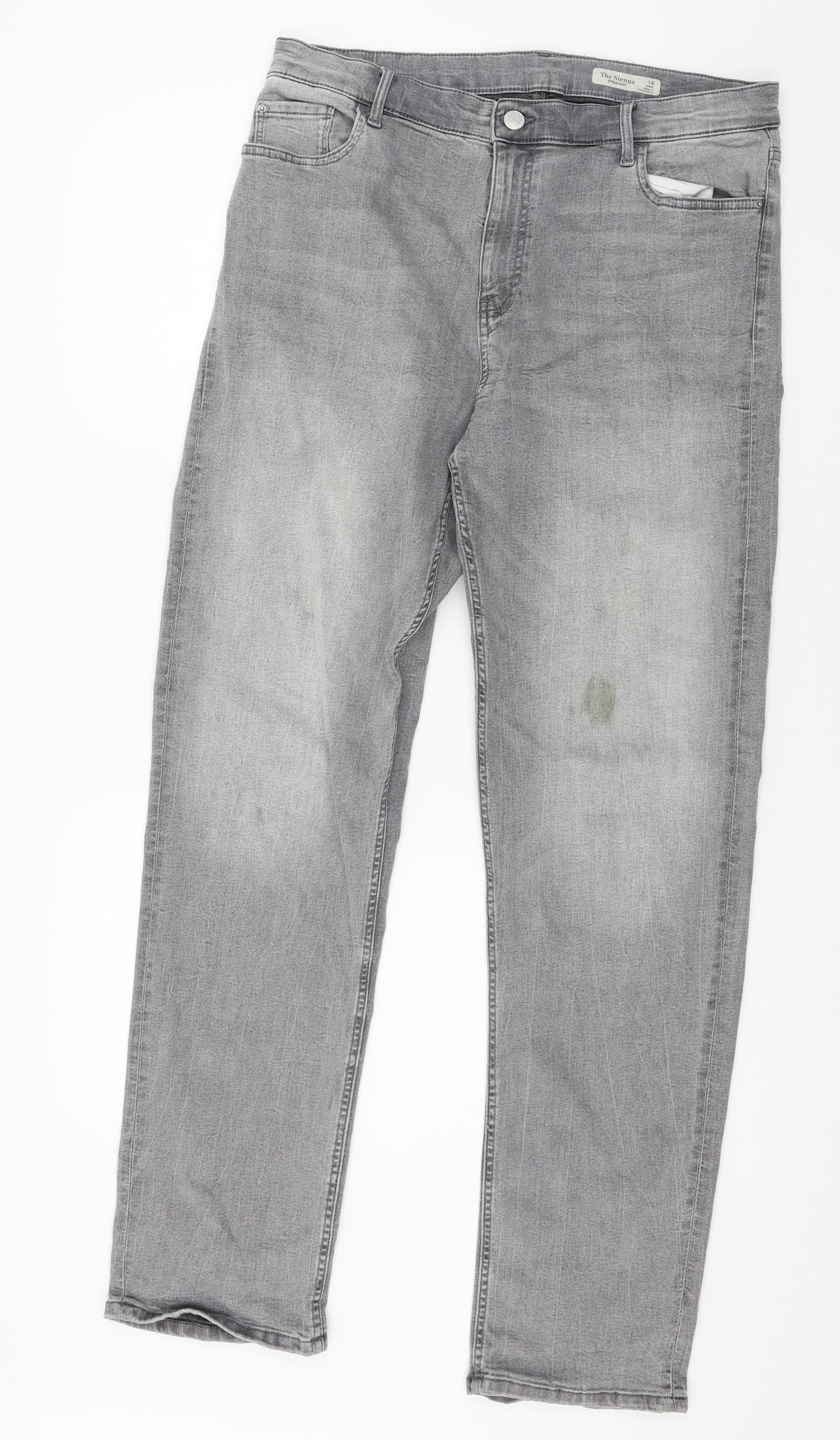Marks and Spencer Womens Grey  Denim Straight Jeans Size 16 L31 in