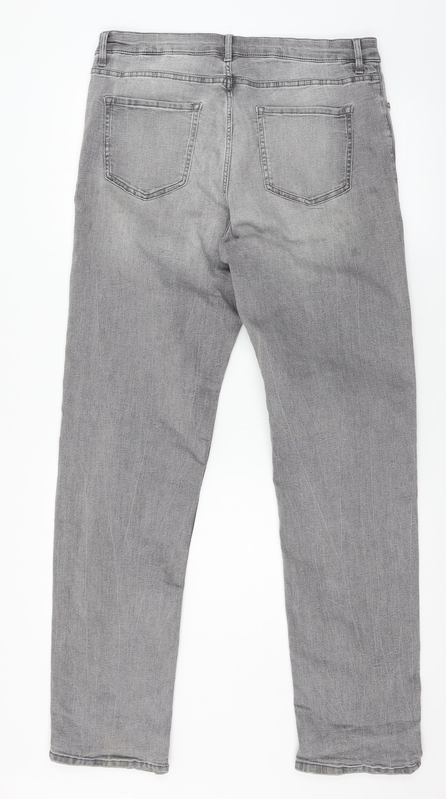 Marks and Spencer Womens Grey  Denim Straight Jeans Size 16 L31 in