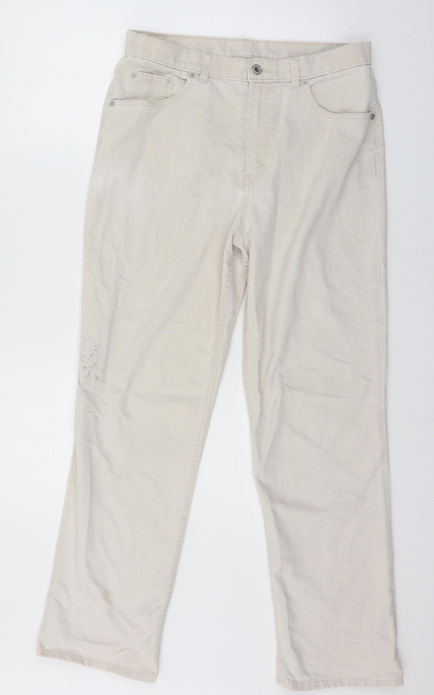 Marks and Spencer Womens Ivory  Denim Straight Jeans Size 14 L28 in