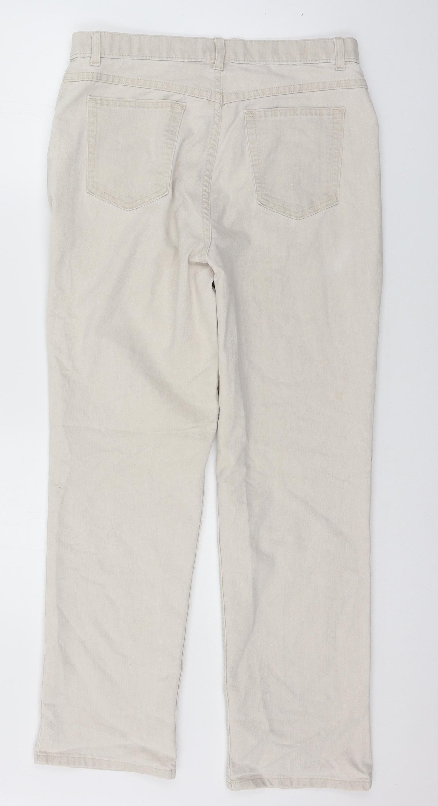 Marks and Spencer Womens Ivory  Denim Straight Jeans Size 14 L28 in