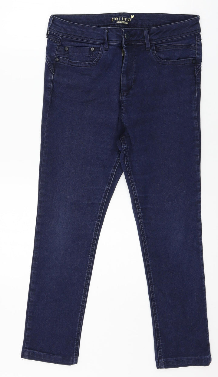 Per Una Womens Blue Denim Skinny Jeans Size 32 in L23 in