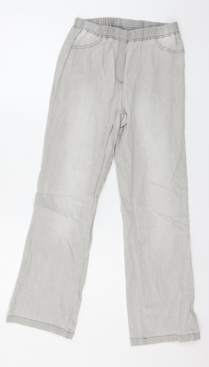 Cotton Traders Womens Grey Denim Straight Jeans Size 10 L26 in