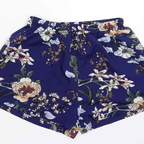 Preworn Womens Blue Floral  Hot Pants Shorts Size 28 in