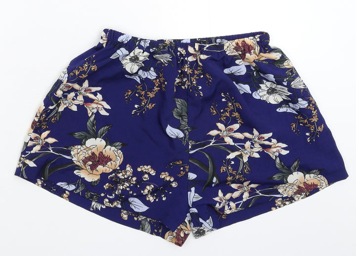 Preworn Womens Blue Floral Hot Pants Shorts Size 28 in