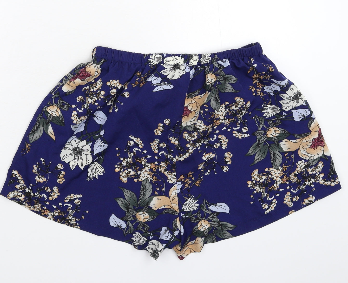 Preworn Womens Blue Floral  Hot Pants Shorts Size 28 in
