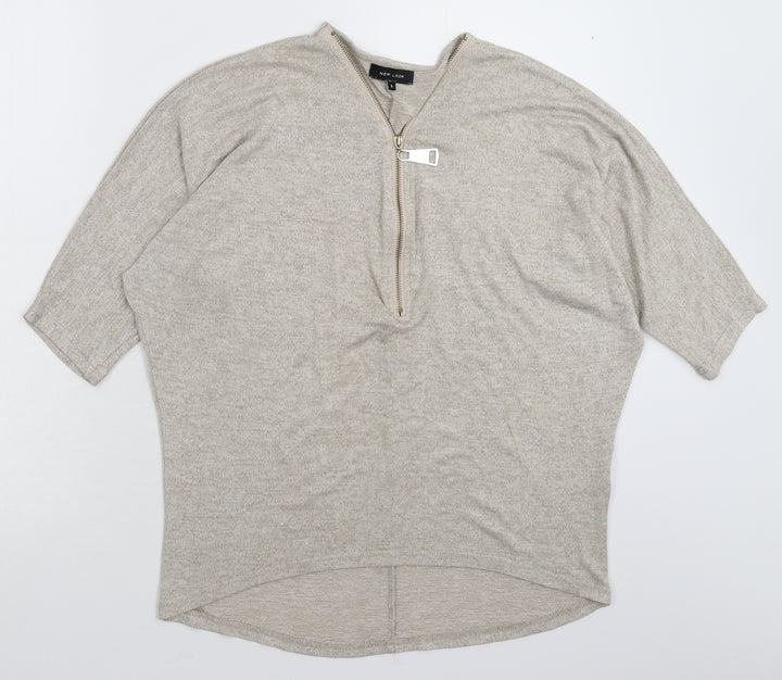 New Look Womens Grey  Knit Pullover Jumper Size S