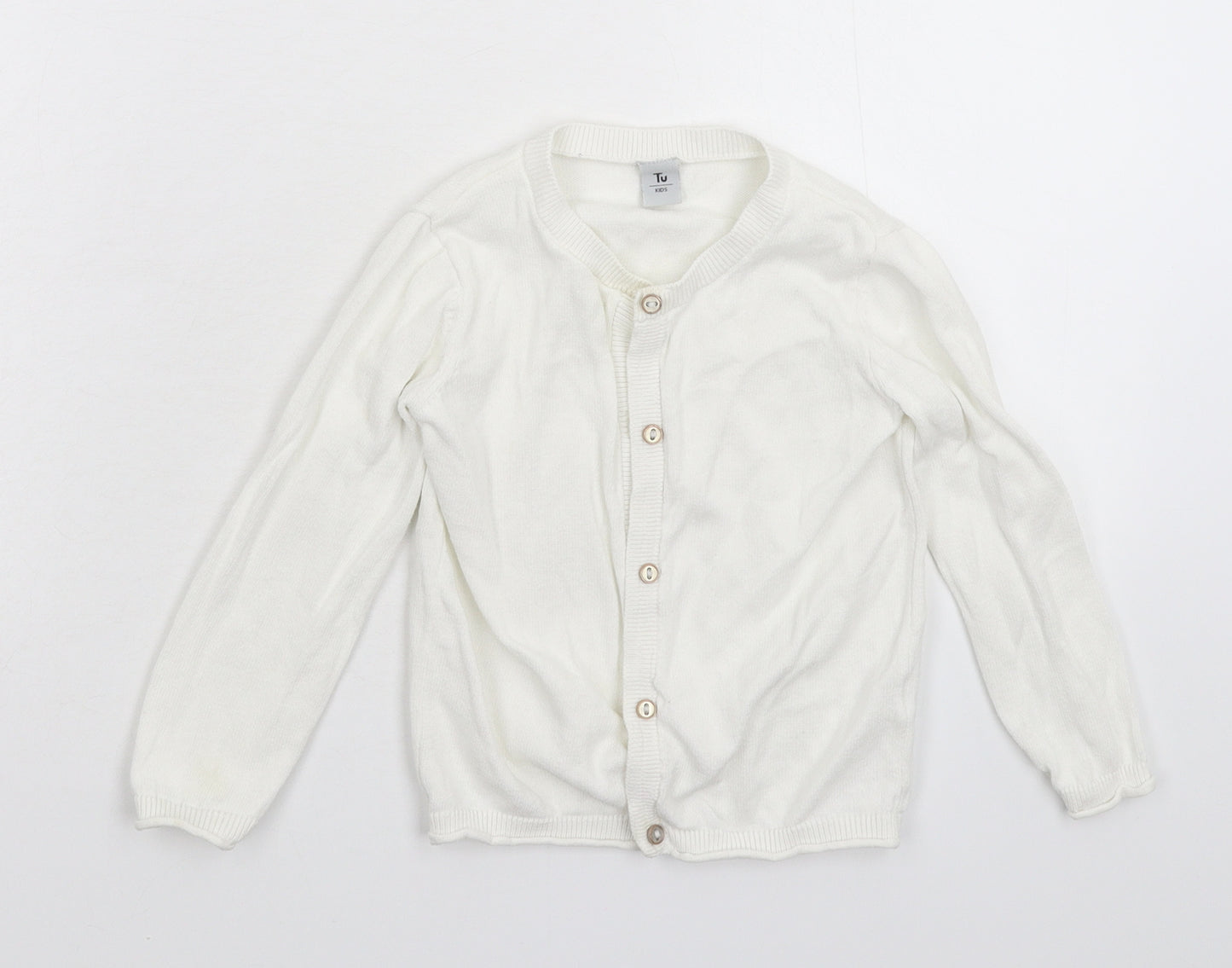TU Girls White  Knit Cardigan Jumper Size 2-3 Years