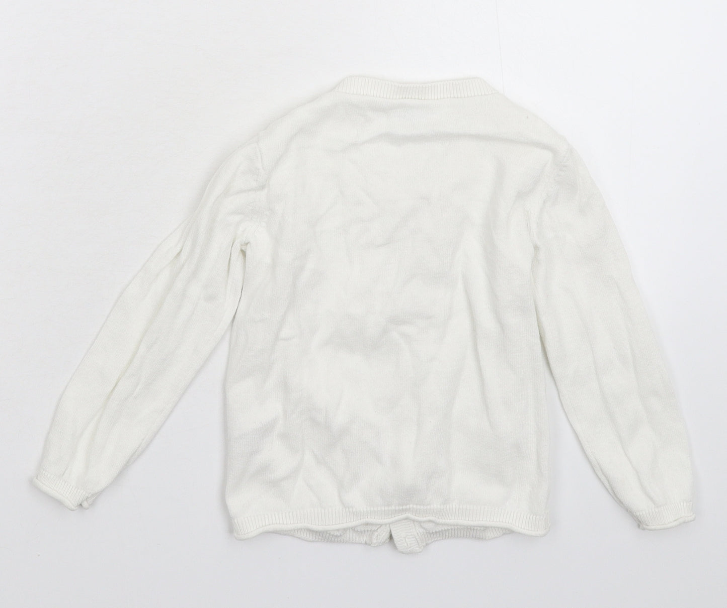 TU Girls White  Knit Cardigan Jumper Size 2-3 Years