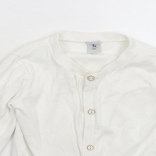TU Girls White  Knit Cardigan Jumper Size 2-3 Years
