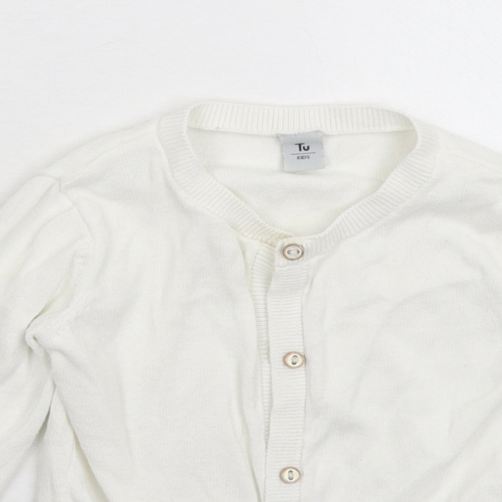 TU Girls White  Knit Cardigan Jumper Size 2-3 Years