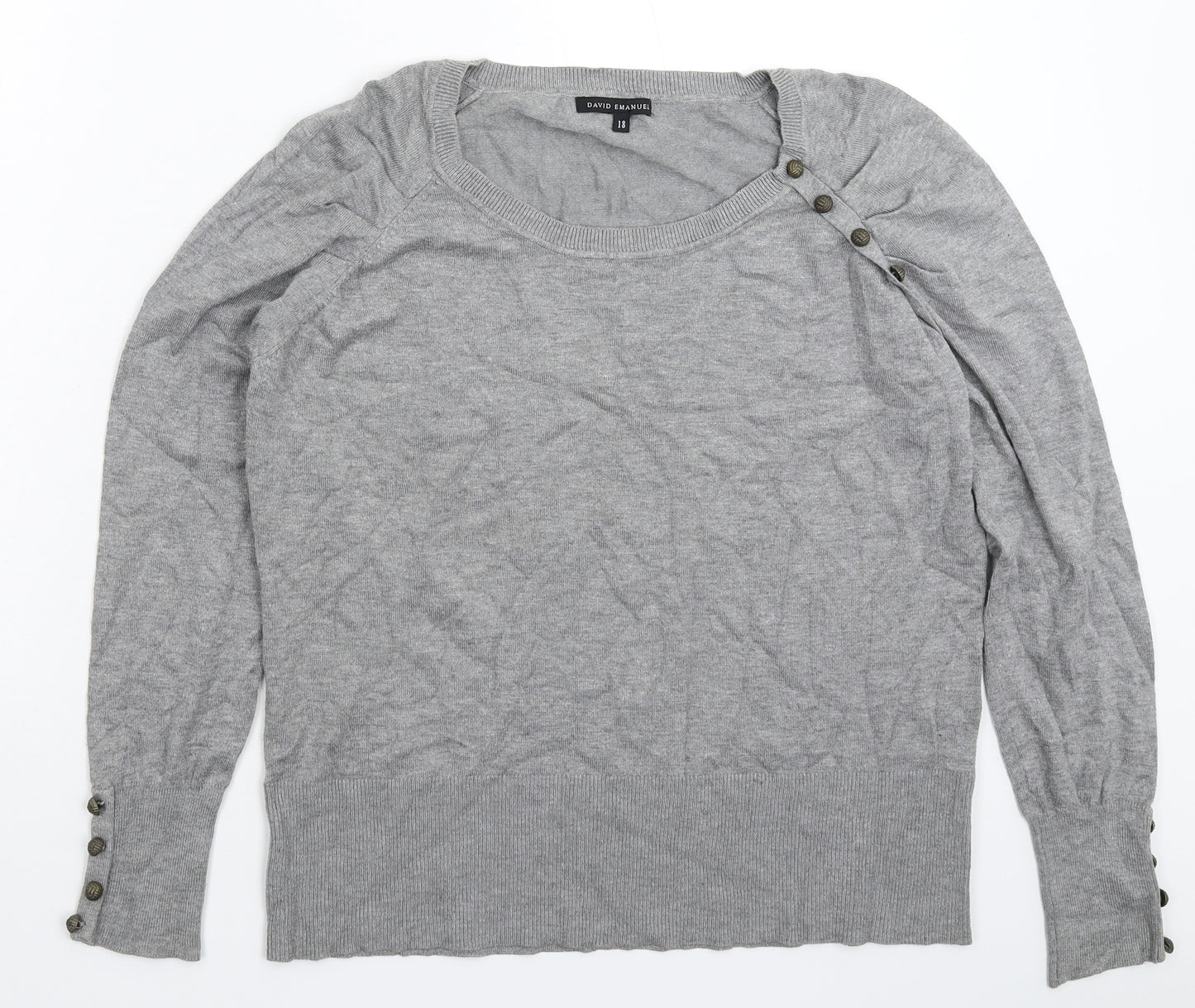 David Emanuel Womens Grey  Knit Pullover Jumper Size 18