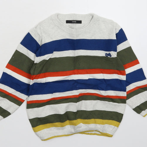 George Boys Multicoloured Striped Knit Pullover Jumper Size 4-5 Years