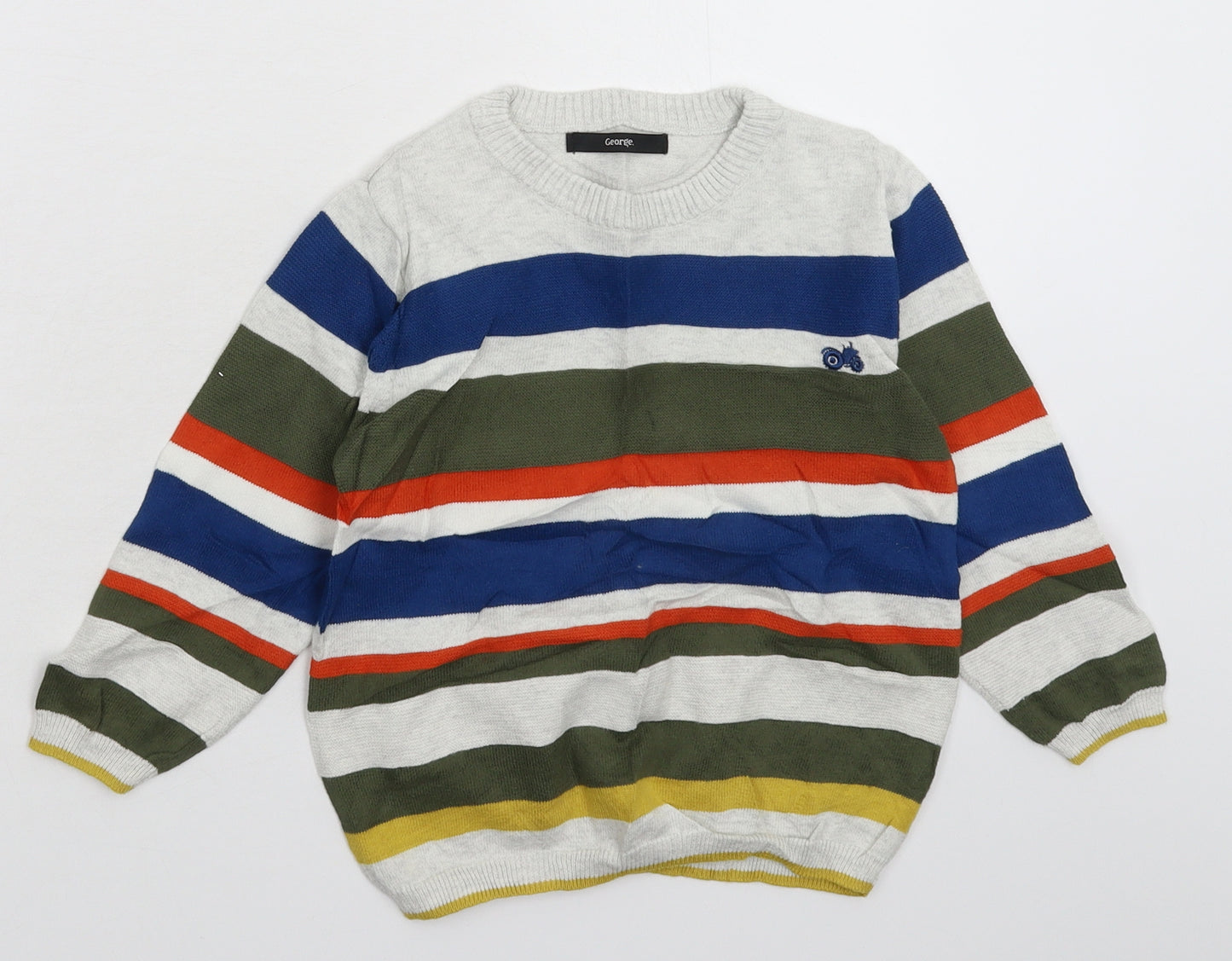 George Boys Multicoloured Striped Knit Pullover Jumper Size 4-5 Years
