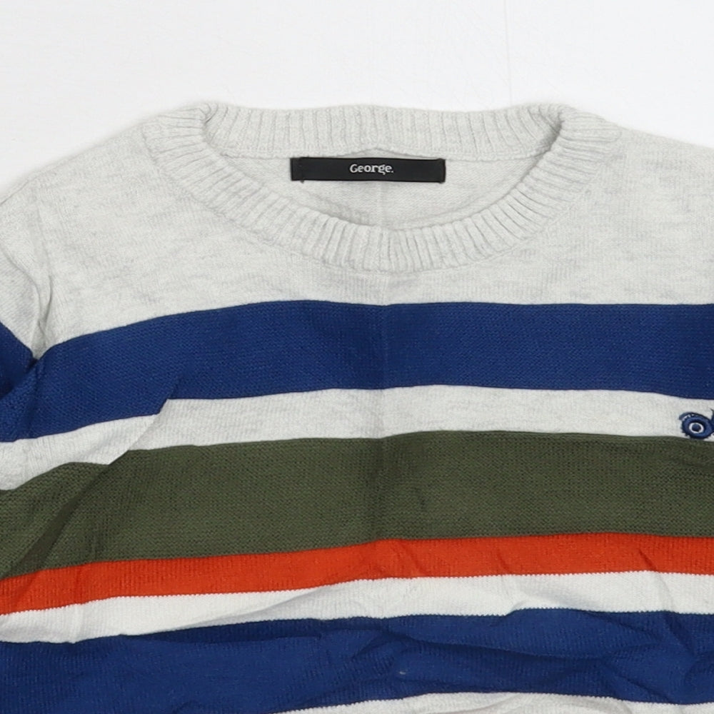 George Boys Multicoloured Striped Knit Pullover Jumper Size 4-5 Years