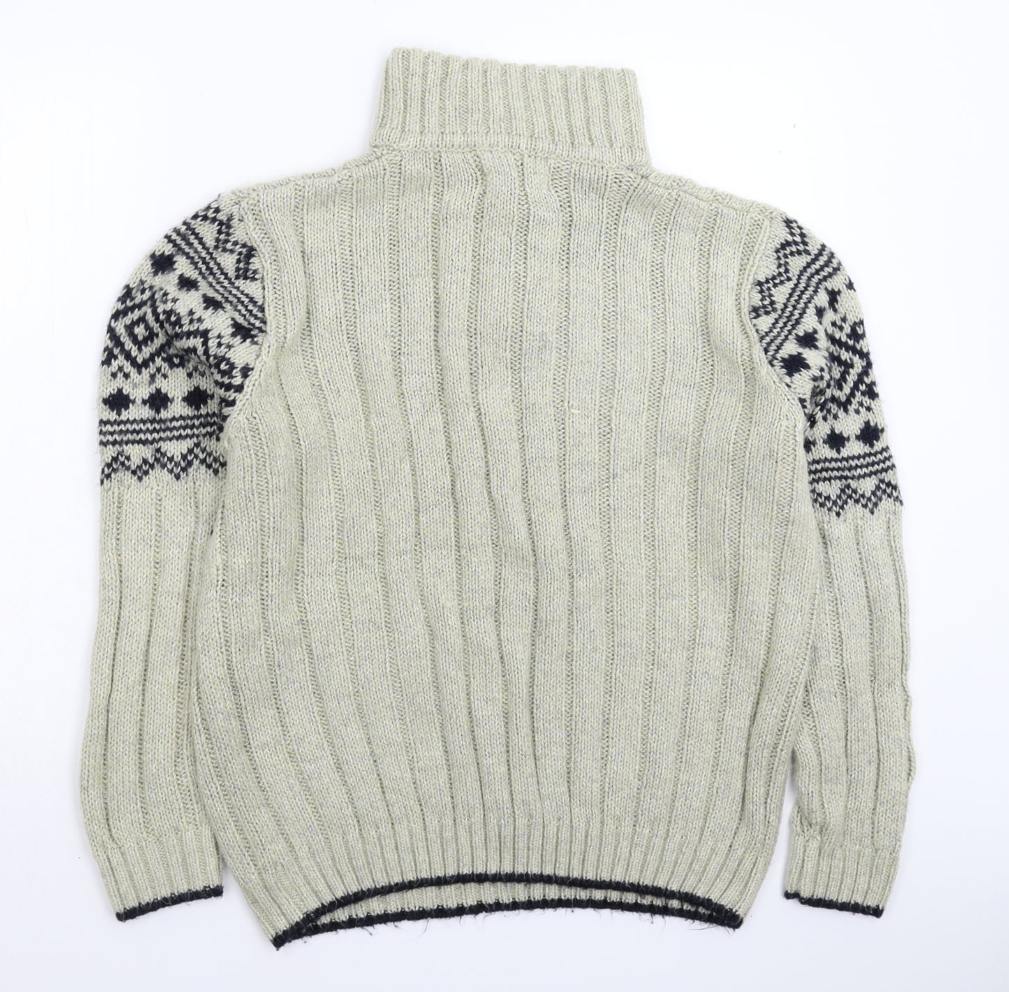 Easy Mens Grey Geometric Knit Pullover Jumper Size M