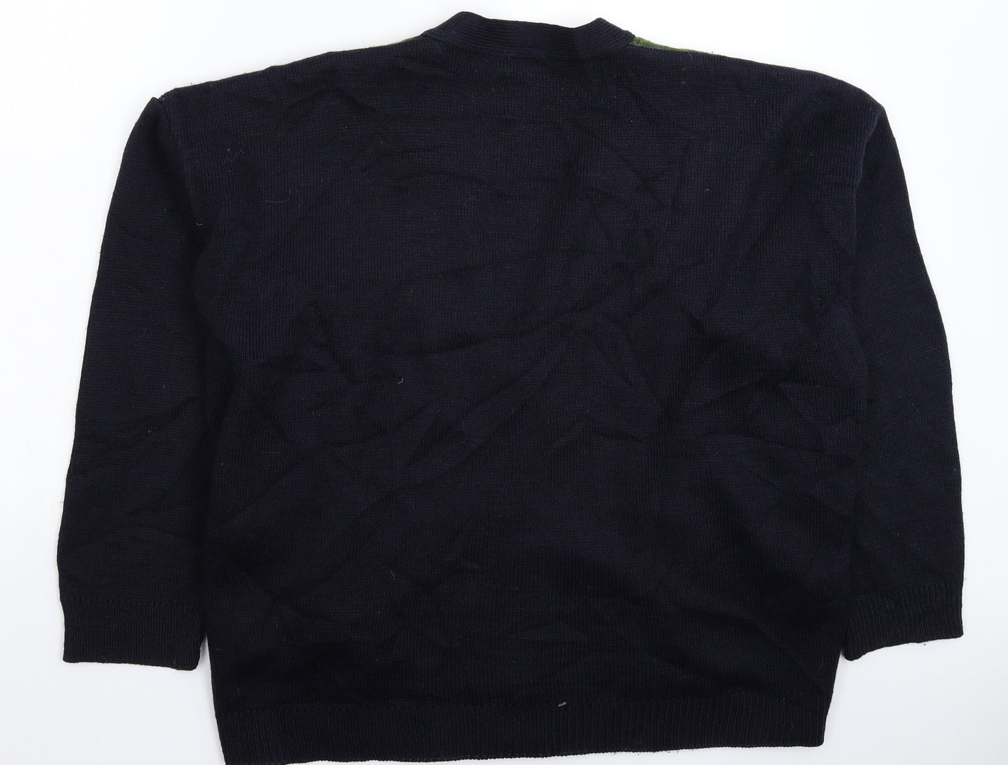 Initials Mens Blue Check Knit Cardigan Jumper Size XL