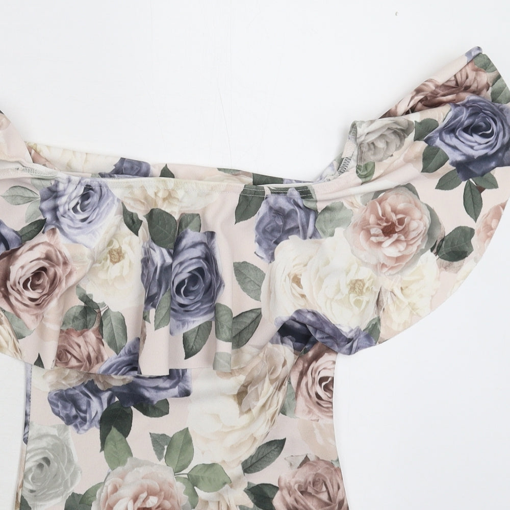 New Look Womens Multicoloured Floral  Bodysuit One-Piece Size 12