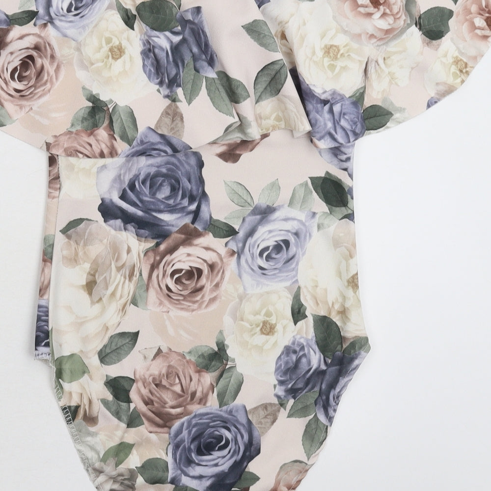 New Look Womens Multicoloured Floral  Bodysuit One-Piece Size 12