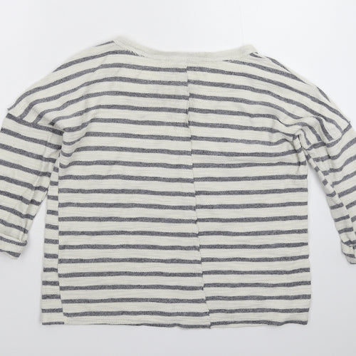 New Look Womens White Striped Knit Pullover Jumper Size 10