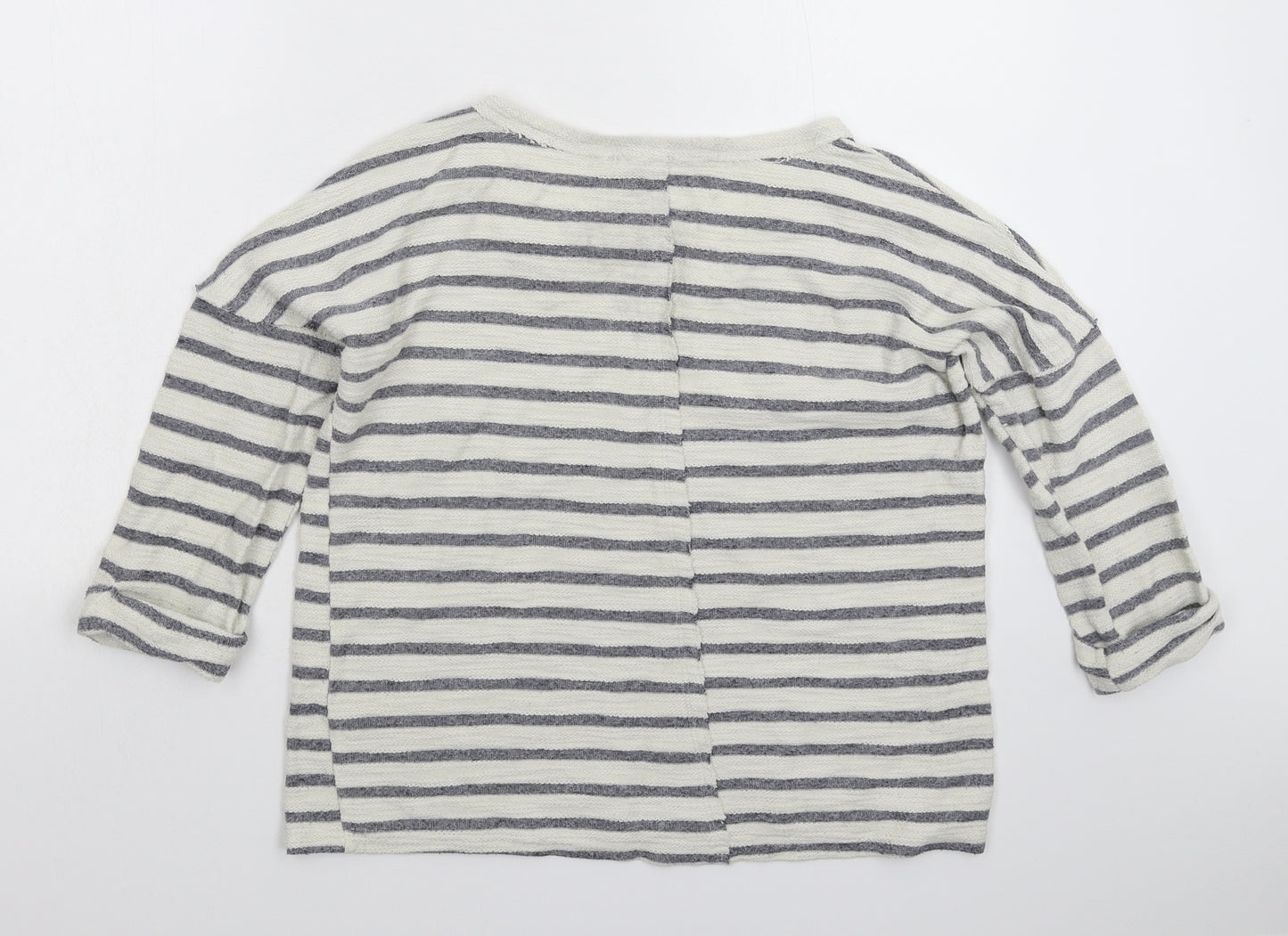 New Look Womens White Striped Knit Pullover Jumper Size 10