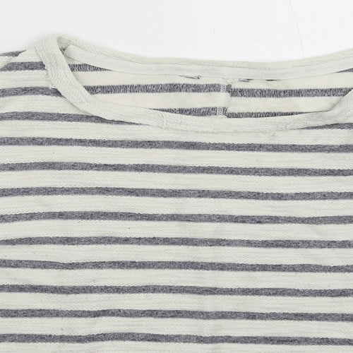 New Look Womens White Striped Knit Pullover Jumper Size 10