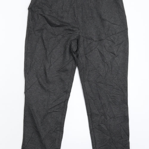Marks and Spencer Womens Grey Houndstooth  Cropped Trousers Size 12 L25 in