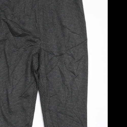 Marks and Spencer Womens Grey Houndstooth  Cropped Trousers Size 12 L25 in