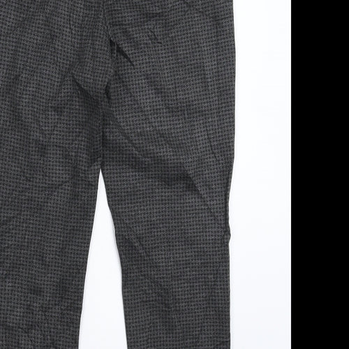 Marks and Spencer Womens Grey Houndstooth  Cropped Trousers Size 12 L25 in