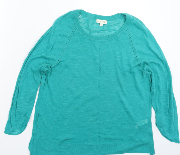 Monsoon Womens Green  Knit Pullover Jumper Size M