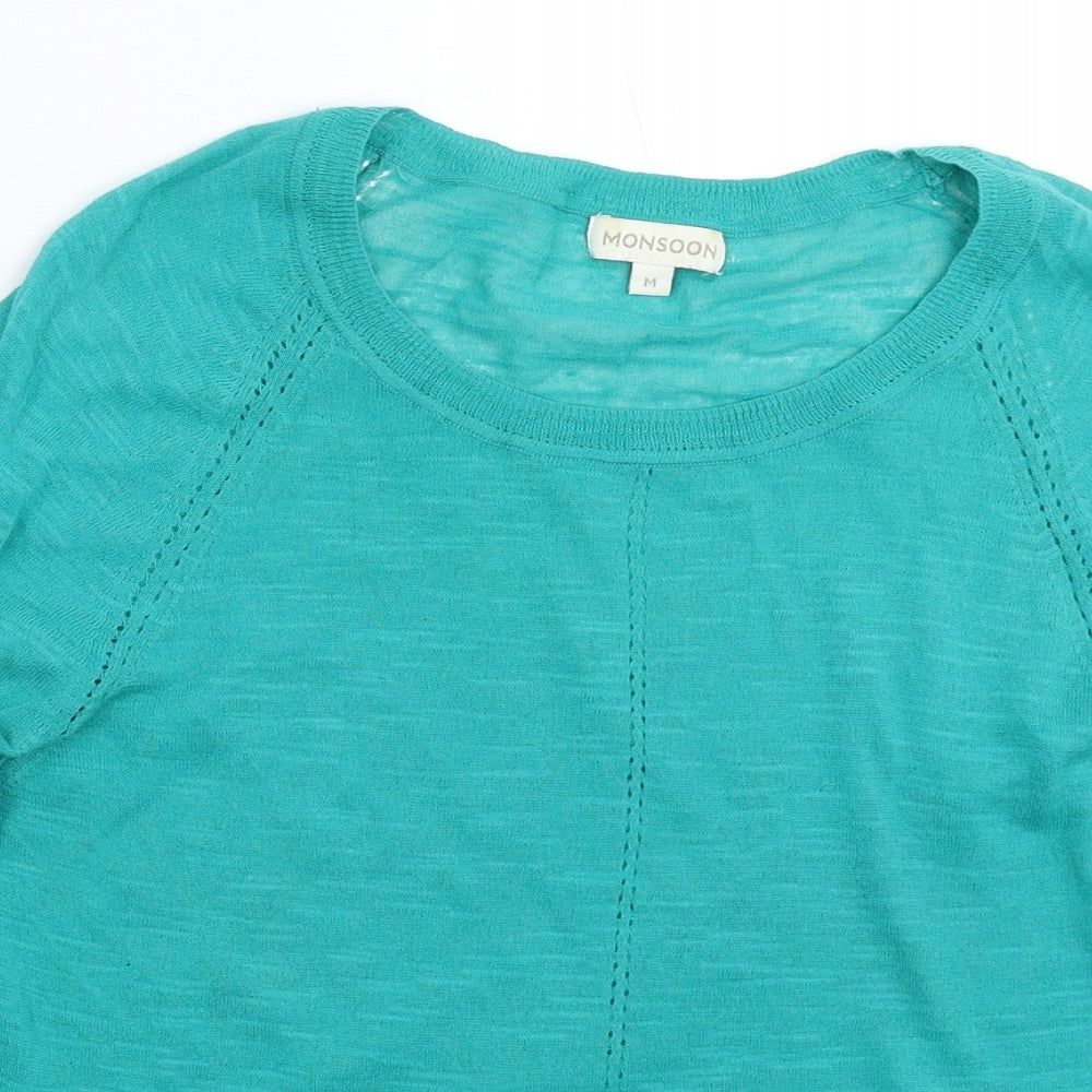 Monsoon Womens Green  Knit Pullover Jumper Size M