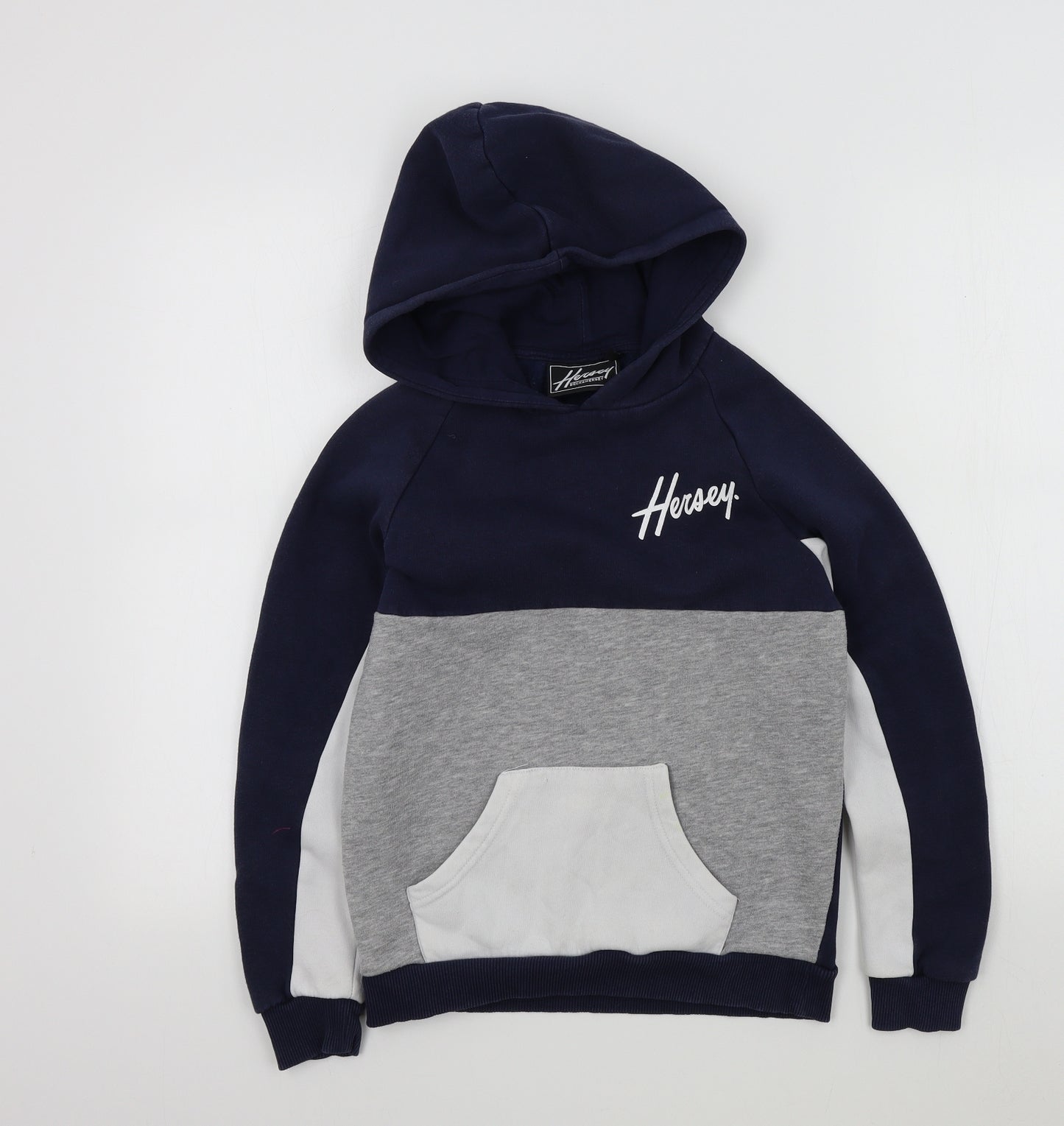 Hersey Boys Blue Colourblock  Pullover Hoodie Size 10-11 Years